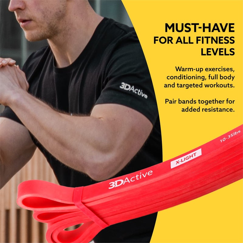 3DActive Pull Up Assist Band - Resistance Band for Strength Training, Powerlifting, Body Stretching, Crossfit - Exercise Guide Included - 10 to 35lbs - Red. - Image 4